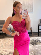 Sheath Strapless Sweetheart Long Prom Dress with Slit
