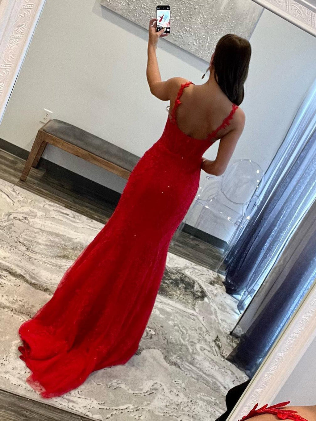 Mermaid Halter Lace Mermaid Long Prom Dress