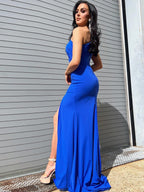 One Shoulder Cutout Long Mermaid Prom Dress With Slit