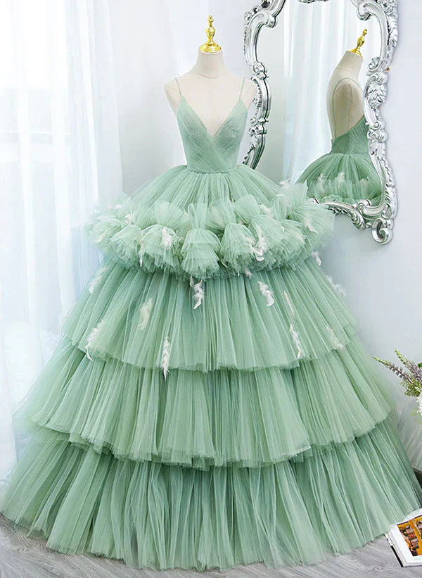 Tulle Layers Low Back Prom Dress Sweet Dress Quinceanera Dress