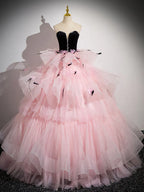 Sweetheart Neck Tulle Tiered Long Prom Dress Ballgown Quinceanera Dress