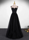 Sequins/Sparkling A-line Tulle Straps Simple Long Prom Dress Evening Dress