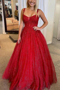 A-line Backless Glitter Prom Dress