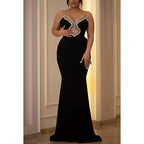 Elegant & Luxurious Rhinestones V-Neck Trumpet Evening Party Prom Dress