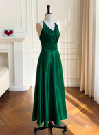 A-line Soft Satin Cross Back Evening Dress Prom Dress Party Dress