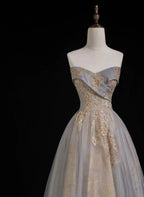 A Line Ballgown Sweetheart Tulle and Lace Long Prom Dress Long Evening Dress