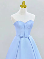 A-Line Sweetheart Neck Satin Ball Gown Long Prom Dress Formal Dress