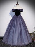 Sparkling Gradient Tulle Off Shoulder A-line Evening Dress Prom Dress