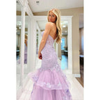 Glamorous & Dramatic Off-Shoulder Sleeveless Mermaid Applique Party Prom Dress