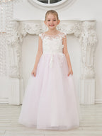 A-line Lace Tulle Floor-length Flower Girl Dress