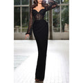 Fitted Sweetheart Long Sleeve Lace Applique Pleats Party Prom Evening Dress