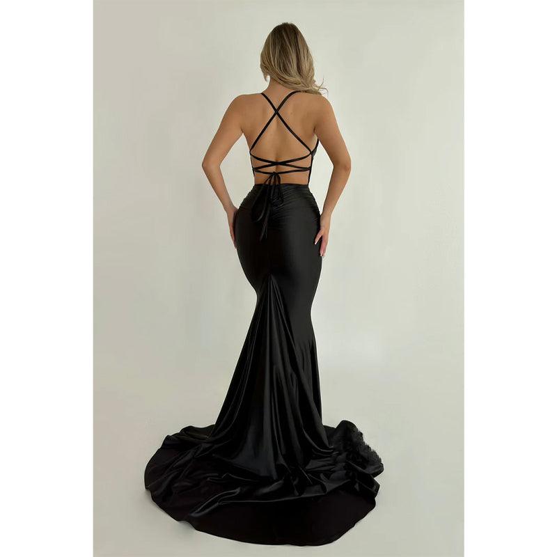 Sexy & Hot Mermaid/trumpet Straps Pleats Blue Long Prom Evening Dress