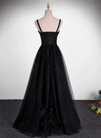 Sequins/Sparkling A-line Tulle Straps Simple Long Prom Dress Evening Dress