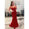 Plunging V-neck Sequins Sparkly Prom Dress