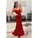 Plunging V-neck Sequins Sparkly Prom Dress