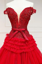 A Line Off the Shoulder Light Pink Long Prom Dress with Ruffles