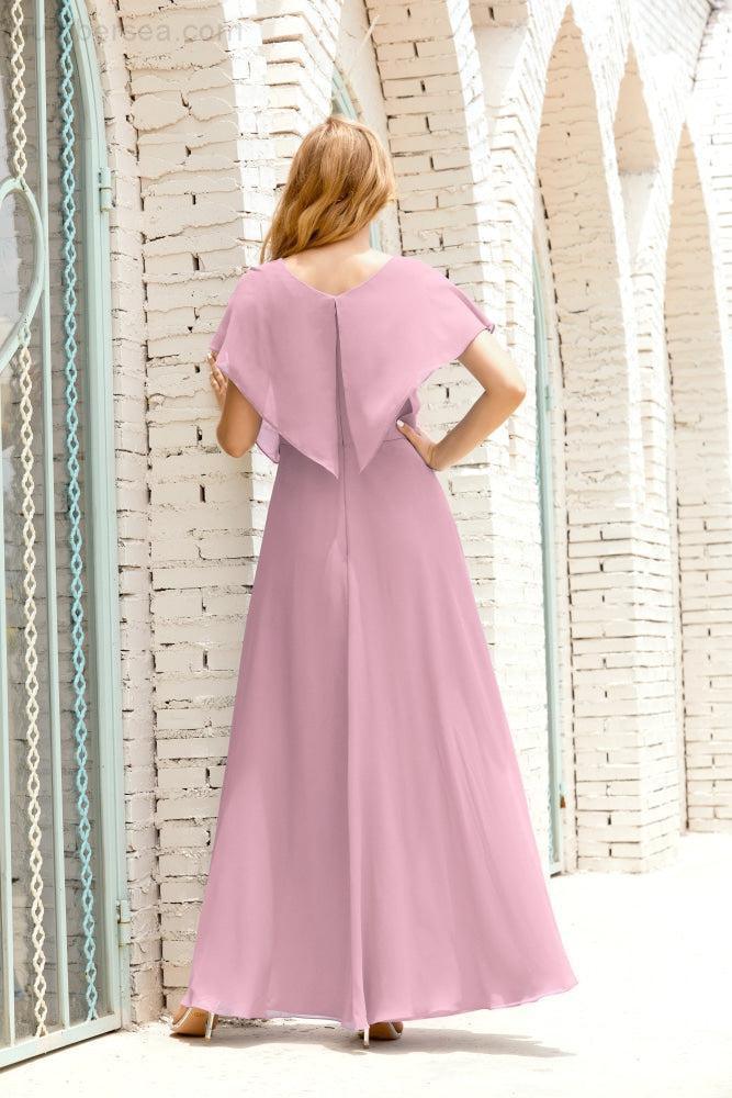 Baoleely  Mother of The Bride Dresses Plus Size V-Neck Floor Length Formal Prom Dress for Wedding Guest 28020
