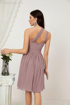Baoleely Women Chiffon Short One Shoulder Bridesmaid Dress Formal Dresses for Party Homecoming 2804