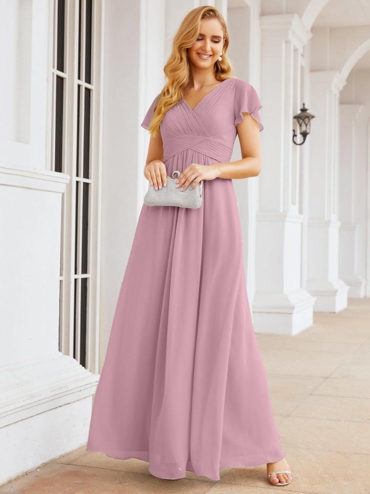 Baoleely Formal Prom Gowns for Mother of The Bride Cap Sleeves Bridesmaid Dress 28047