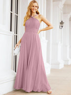 Numbersea Crisscross Halter Bridesmaid Dresses for Party Wedding Evening Prom Maxi Ball Gowns 28053