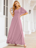 Numbersea Bridesmaid Dresses for Wedding Formal Evening Party Prom Gown with Cape 28050