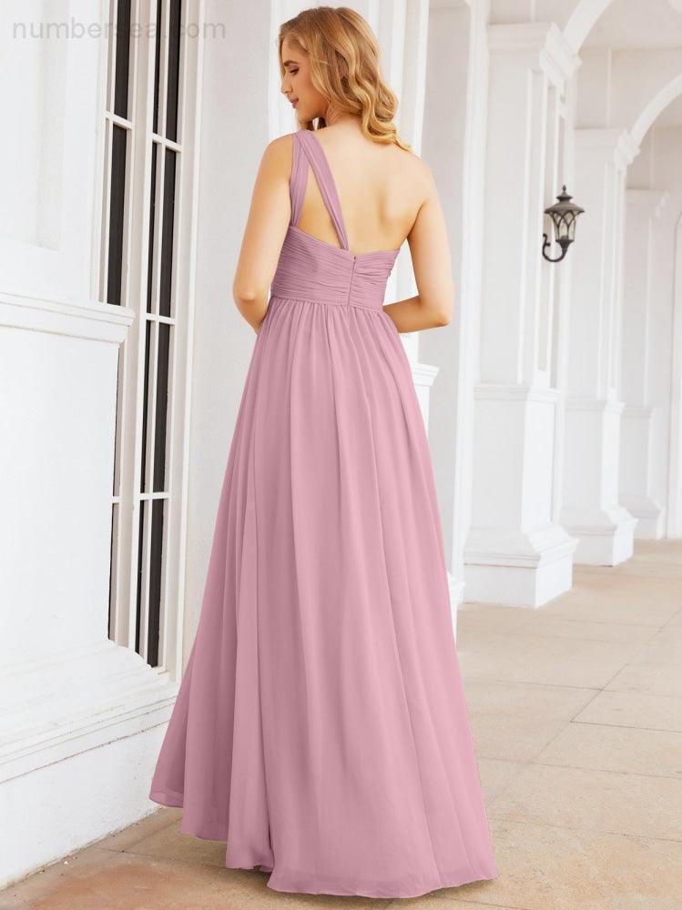 Numbersea One Shoulder Bridesmaid Dresses Long Maxi Formal Evening Party Prom Gowns 28061