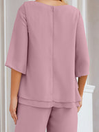 Sunnderly Elegant 2 Piece Mother of The Bride Dress Plus Size Pant Suits Ruffle Layers Sliver Housecoat SY28064