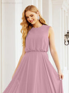 Numbersea Sleeveless Long Bridesmaid Dress A line Formal Evening Prom Gown 28025