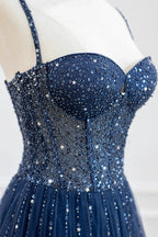 Tulle Beaded Long Prom Dress Formal Dress