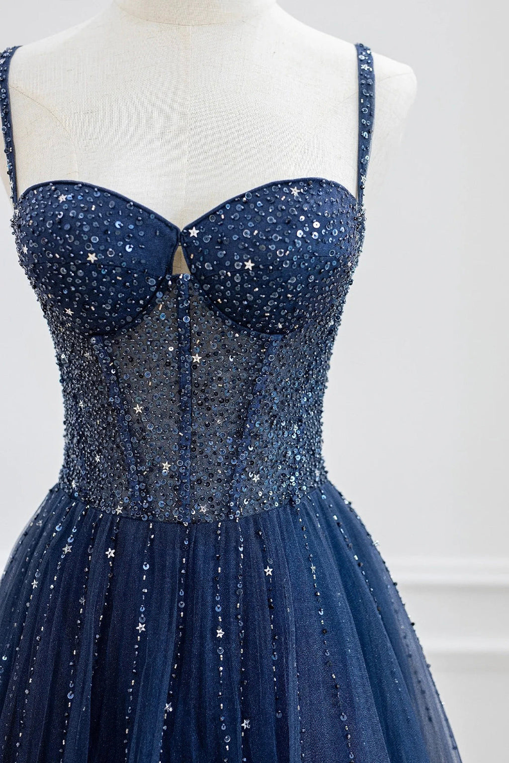 Tulle Beaded Long Prom Dress Formal Dress