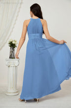Baoleely Formal Party Gown Dress Chiffon Halter Long Sleeveless Bridesmaid Dresses 2802