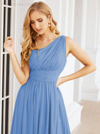 Numbersea One Shoulder Bridesmaid Dresses Long Maxi Formal Evening Party Prom Gowns 28061