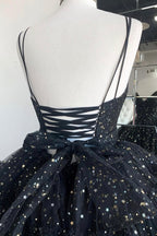 A Line Spaghetti Straps Tiered Tulle High Low Prom Dress