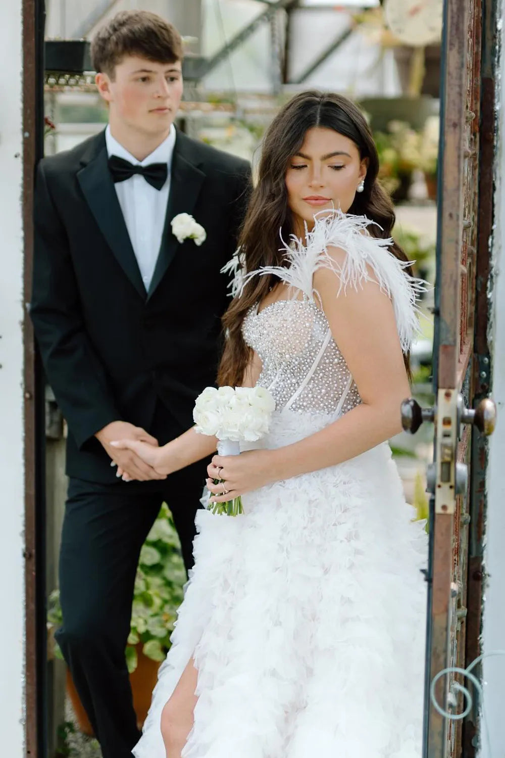 Off the Shoulder Tulle Tiered A-Line Long Corset Prom Dress with Beading