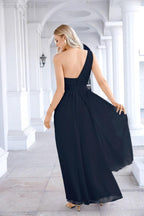 Ladies Chiffon One Shoulder Bridesmaid Evening Dress Wedding Party Evening Dress 28133