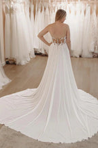 Wedding Dress White Sweetheart Long Lace with Slit