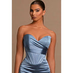 Sweetheart Strapless Sheath Satin Long Prom Evening Dress
