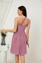 Baoleely Women Chiffon Short One Shoulder Bridesmaid Dress Formal Dresses for Party Homecoming 2804