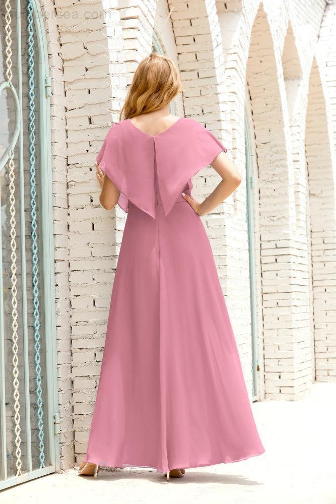 Baoleely  Mother of The Bride Dresses Plus Size V-Neck Floor Length Formal Prom Dress for Wedding Guest 28020