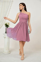 Baoleely Women Chiffon Short One Shoulder Bridesmaid Dress Formal Dresses for Party Homecoming 2804