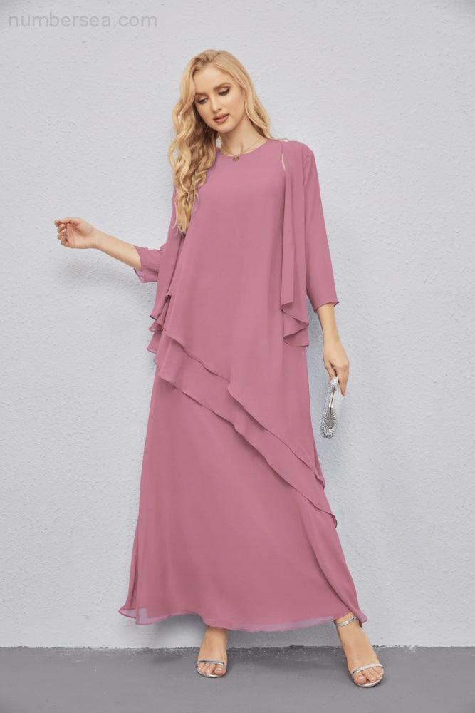 Mother of Bride Dresses with Open Front Lightweight Cardigan Formal Prom Gown  28081