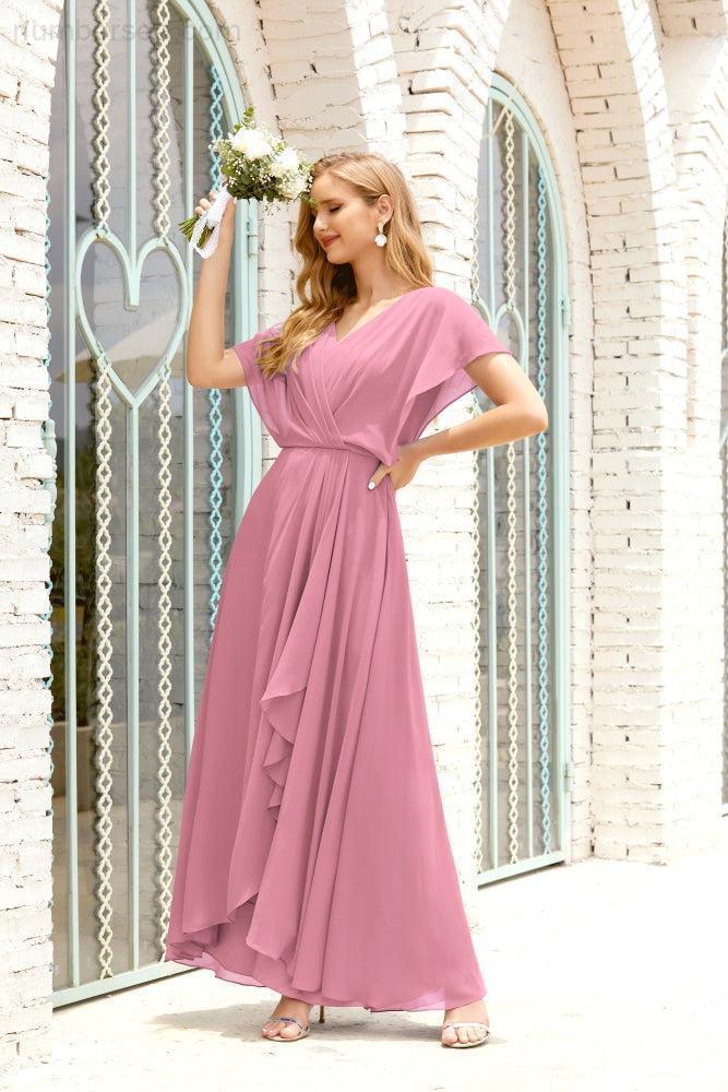 Baoleely  Mother of The Bride Dresses Plus Size V-Neck Floor Length Formal Prom Dress for Wedding Guest 28020
