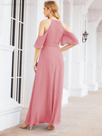 Numbersea Cold Shoulder Bridesmaid Dresses A-Line Long Formal Evening Gowns 28074