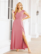 Sunnderly Bridesmaid Dresses Cape Formal Prom Dress Open Back Gowns for Mother of The Bride SY28058