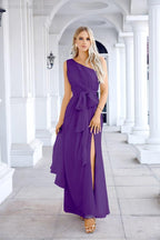 Ladies Chiffon One Shoulder Bridesmaid Evening Dress Wedding Party Evening Dress 28133