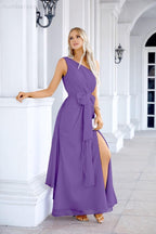 Ladies Chiffon One Shoulder Bridesmaid Evening Dress Wedding Party Evening Dress 28133