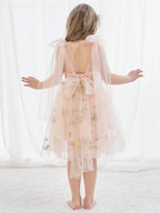 A-Line Sleeveless Floral Embroidered Tulle Toddler Flower Girl Dress
