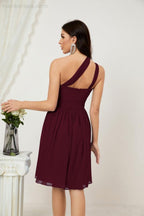 Baoleely Women Chiffon Short One Shoulder Bridesmaid Dress Formal Dresses for Party Homecoming 2804