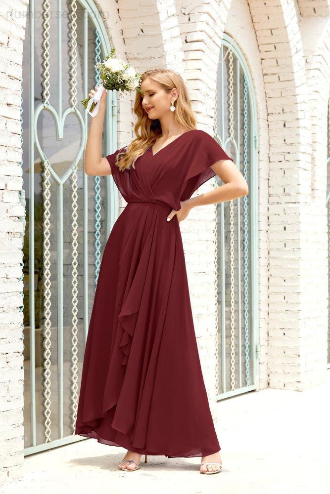 Baoleely  Mother of The Bride Dresses Plus Size V-Neck Floor Length Formal Prom Dress for Wedding Guest 28020