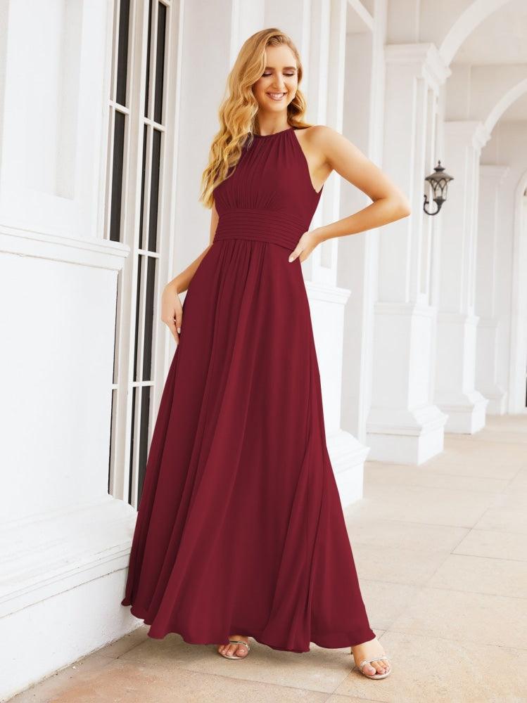 Numbersea Keyhole Bridesmaid Dresses Sleeveless Formal Evening Party Prom Gowns 28043